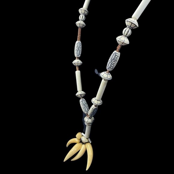 Handmade Tribal Claw Necklace Primitive Western Rustic Bone Cowboycore - Picture 7 of 9